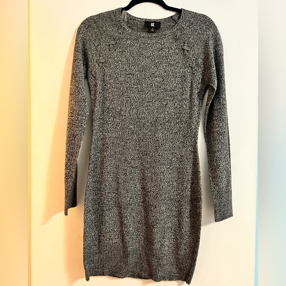 Iz Byer - Heather Grey Bodycon Lace-Up Sweater Dress (NWOT) - Medium - Picture 1 of 7
